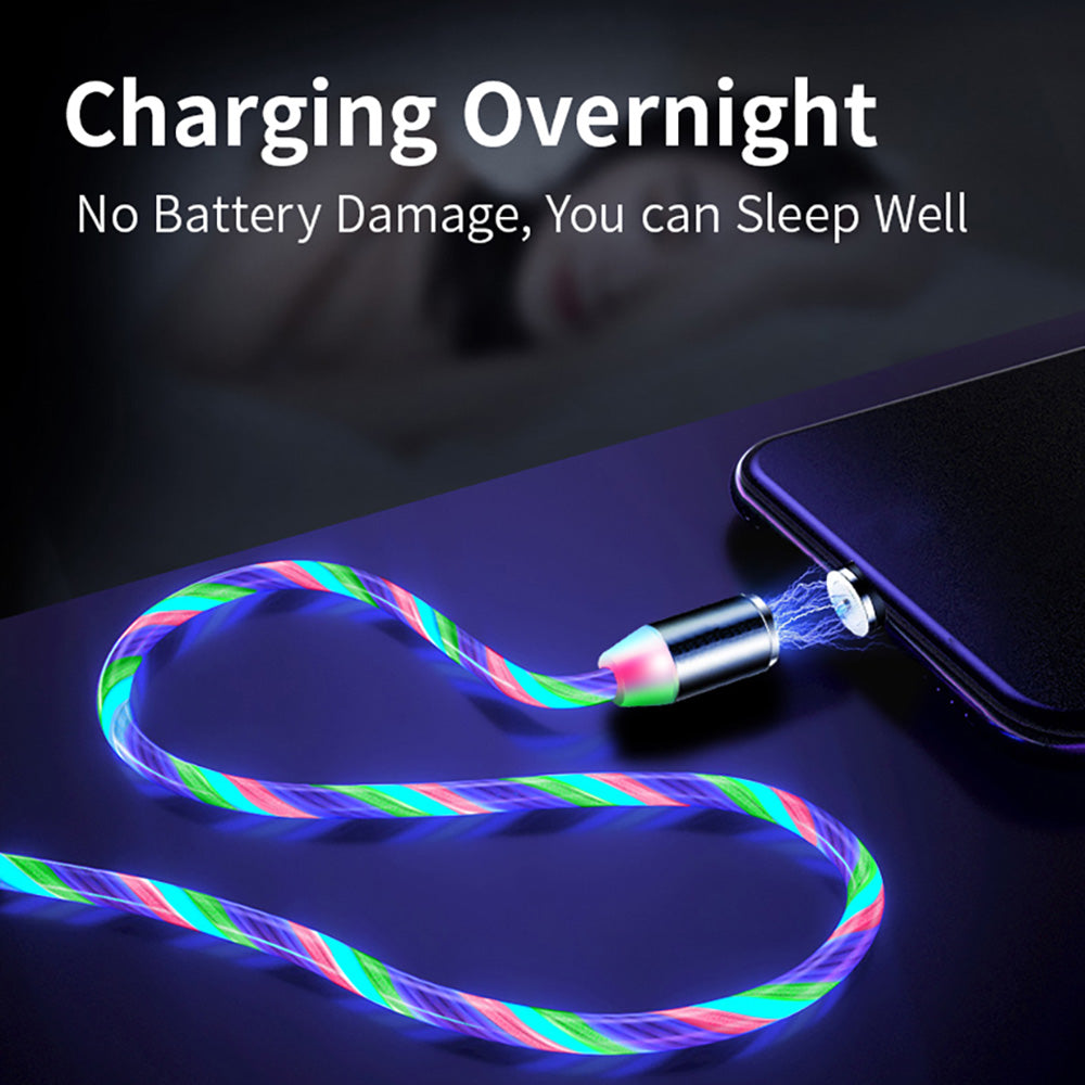 Flowing Light Magnetic Cable - Compatible with iPhone, Android, & Type-C