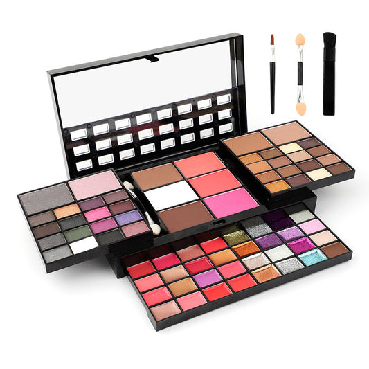 74 Colors Eye Shadow Lip Gloss Blush High Gloss Glitter Sequin Makeup Combo Palette