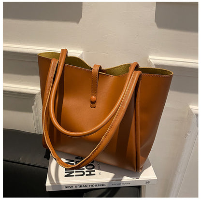 Casual Large Capacity Tote Bags For Women Fashion Solid Color Shopping Shoulder Bag With Wallet Ladies Handbag