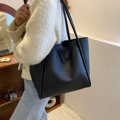 Casual Large Capacity Tote Bags For Women Fashion Solid Color Shopping Shoulder Bag With Wallet Ladies Handbag